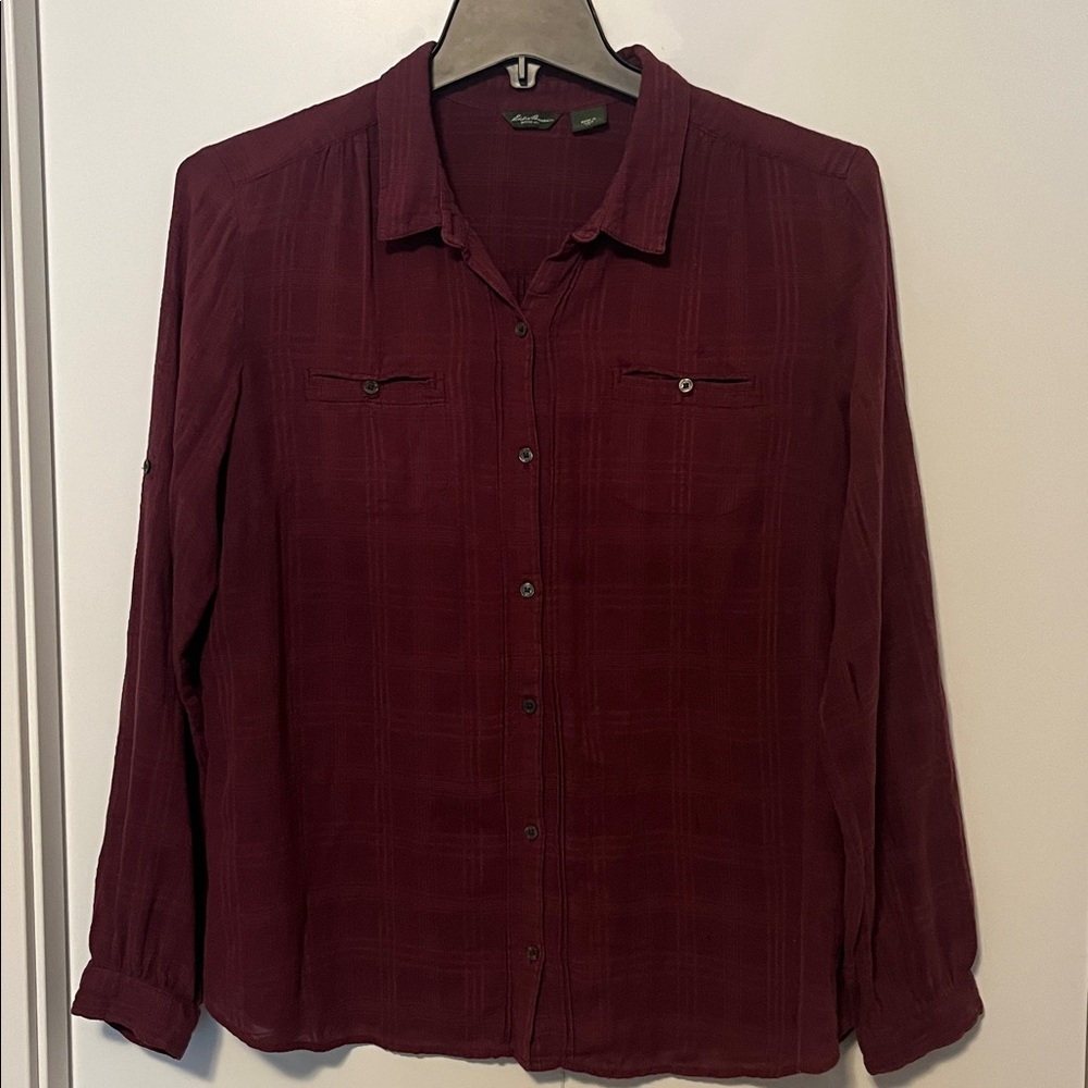Eddie Bauer Burgundy Button-Up Shirt
